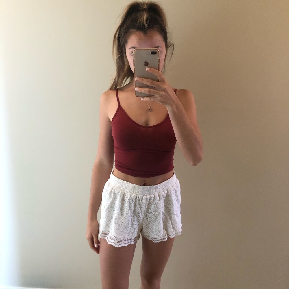White lace shorts